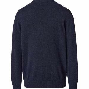 striktrøje i en uld blanding med turtle neck, kort rullekrave blå fra CasaModa
