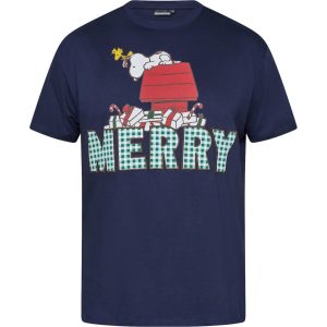 North Latitude Blød T-shirt med et julet twist. Snoopy-printet giver den et afslappet og nostalgisk look. Marine Blå