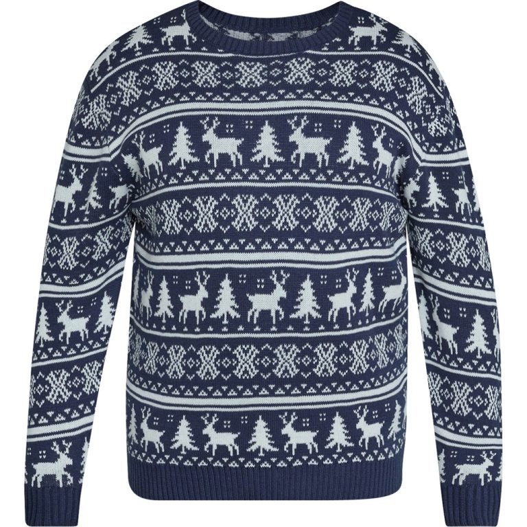 Blå og hvid strik med vintermotiv til store mænd fra North Latitude, XL til 8XL