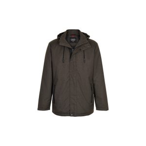 3/4-lange Aqutex-Jacke mit abnehmbarer Kapuze und leicht ausgestelltem Bein, braun meliert, von Canson