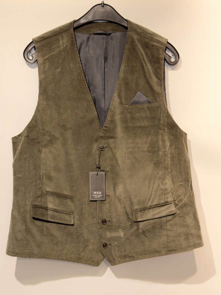WEIS Klassisk vest i Modern fit med stretch og diskrete fløjl mørk grøn