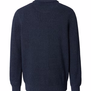 Casa Moda fra Strikket trøje med kort lynlås fra i flad bomuld/poly blå meleret