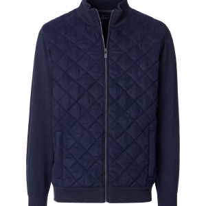 super lækker strik cardigan med fast forstykke og lommer blå fra Casa moda