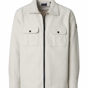 Overshirt/fleece, in a quilted fabric, with a full-length zip and two chest pockets, off-white from Casa Moda