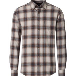 flannel skjorter I comfort fit brun ternet fra Casa Moda
