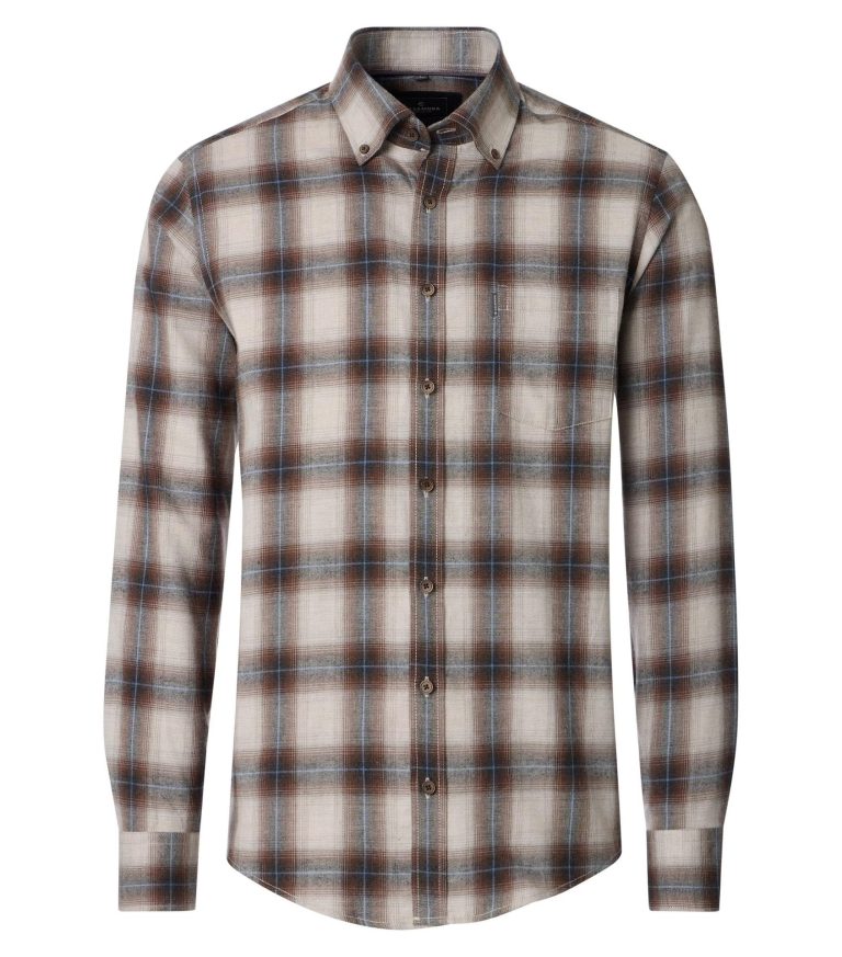 flannel skjorter I comfort fit brun ternet fra Casa Moda