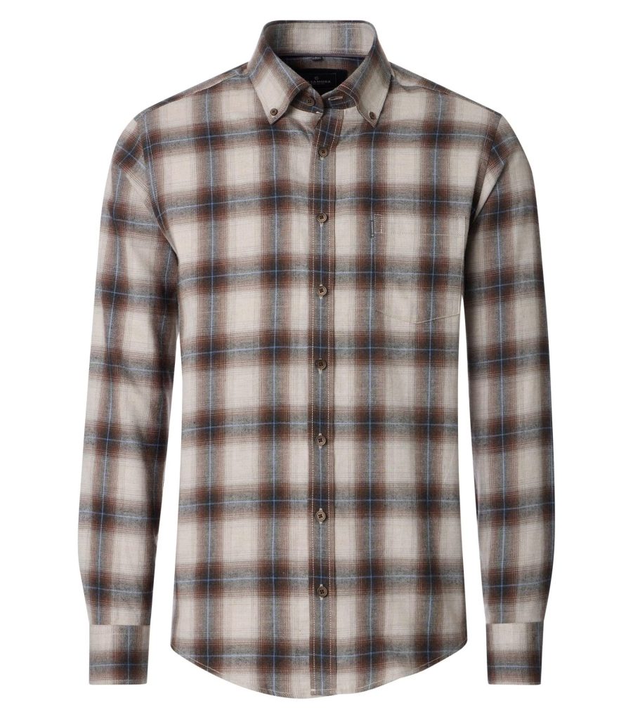 flannel skjorter I comfort fit brun ternet fra Casa Moda
