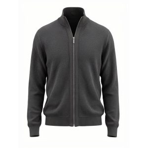 klassisk Strikket Thones cardigan med lynlås sort fra Athletes Collective
